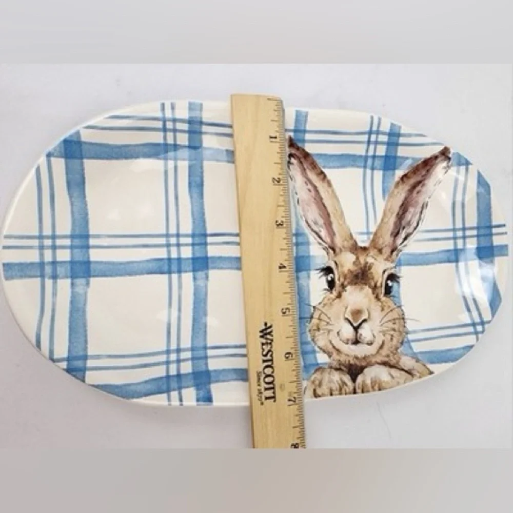 Pier 1 Henry Bunny, Blue Plaid Serving Plate. Part of the Henry Bunny Collection